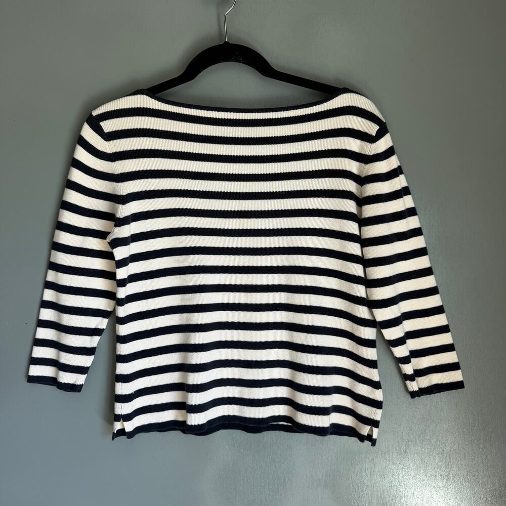 Vintage LAUREN RALPH LAUREN Women's Small Navy White Stripe Sailor Knit Sweater